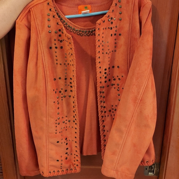 Hearts of palms ultra faux suede jacket top withbronze studs grommets design med - Picture 4 of 5